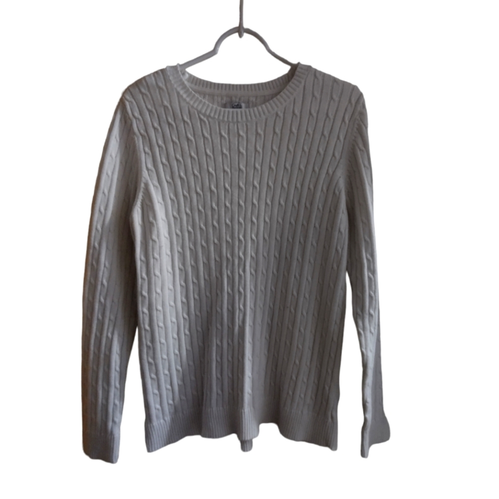 💚 Women's Croft Barrow White cardigan Pullover sweater Size L